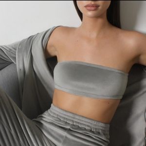 New SKIMS VELOUR bandeau Size MEDIUM in smoke LIMITED EDITION COLLECTION